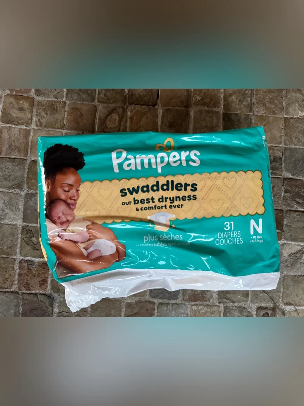 Pampers Swaddlers Diapers Size N Teal & Yellow Pack